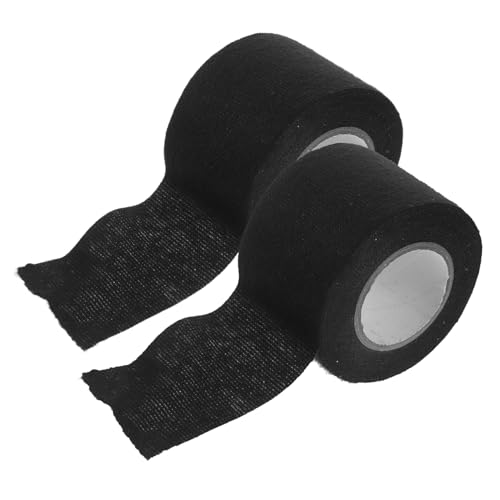 Mobestech 2 Rollen strassband stoffbänder heat resistant tape Stoffklebeband Elektrisches Klebeband Leitung LED-Lichtleiste Maskierung Draht Auto bjj Gurtband elektrisches Band Flanell Black von Mobestech