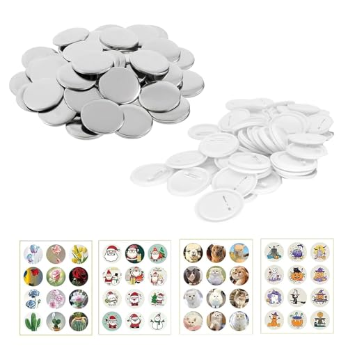 55mm Buttons Anstecker, Badge Making Supplies Taste Teile für Badge Maker Maschine Runde Abzeichen Button Teile Metall Button für Button Maker Maschine (48Anstecker+48Aufkleber) von Mocoli