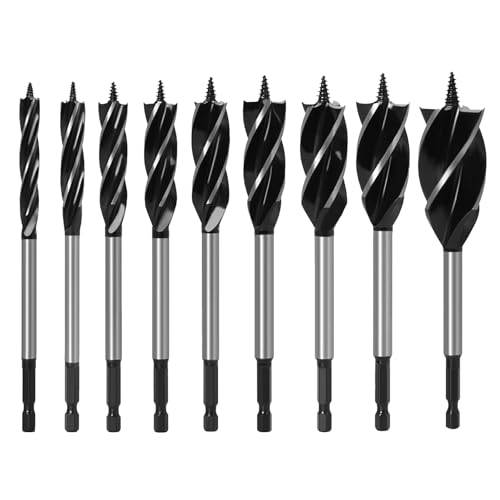 9 Stück Professional Holzbohrer Set, Schlangenbohrer Set Erdbohrer Bohrerset für Holzbearbeitung 1/4 Zoll Sechskantschaft mit 165mm x 10mm 12mm 14mm 16mm 18mm 20mm 22mm 25mm 32mm von Mocoli