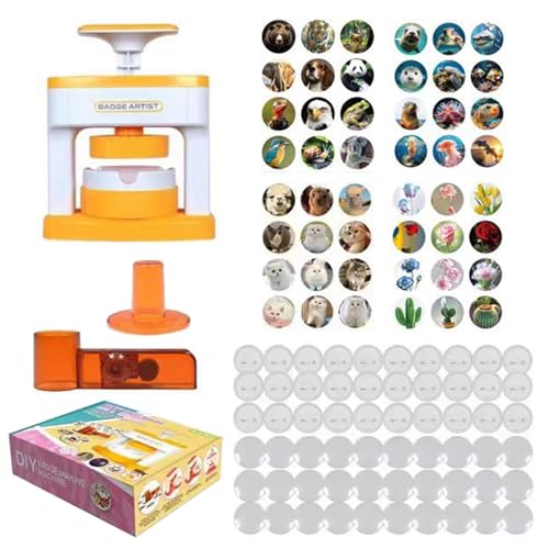 Button Maker Badge Machine, 100 Stück DIY Button Maker Abzeichen Macher Maschine DIY Button Press Machine mit 48 Musterpapier und 48 Abzeichen für Party Geschenke DIY Kreation von Mocoli