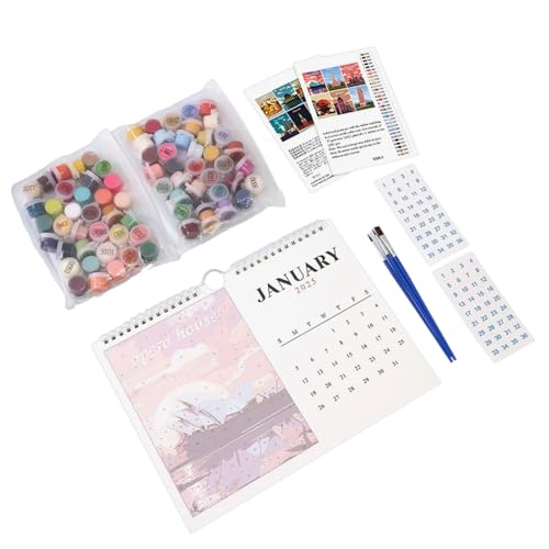 Kalender 2025 Wandkalender Handbemalte Kalender Mit Pinsel Und Acrylfarbe Nation Landschaft Hanging Kalender von Mocoocouture