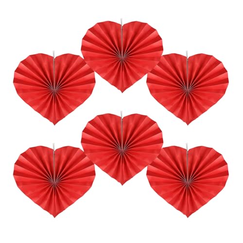 Mocoocouture 6Pcs Bunte Herz Hand Fan Behänge Hochzeit Feier Zubehör Elegante Hängende Anhänger Für Valentinstag Party von Mocoocouture