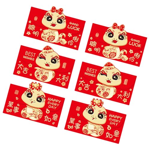 Mocoocouture Packung Mit 6 Chinesischen Neujahrsdekorationen Cartoon Schlangen Thema Rote Umschläge Frühlingsfest Geldpakete Für Kinder von Mocoocouture