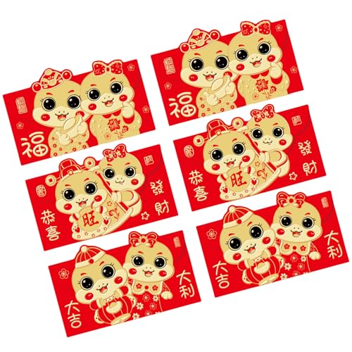 Mocoocouture Packung Mit 6 Chinesischen Neujahrsdekorationen Cartoon Schlangen Thema Rote Umschläge Frühlingsfest Geldpakete Für Kinder von Mocoocouture