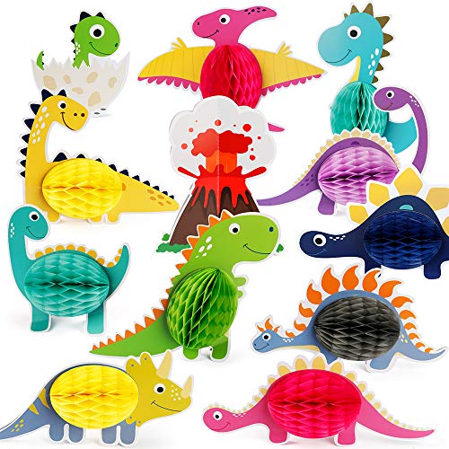 Mocoosy 12PCS Dinosaurier Party Honeycomb Ball Dekorationen, Dinosaurier Honeycomb Tiere Mittelstücke für Tischdekorationen, Dino Herzstück Tischaufsatz für Kinder Geburtstag Babydusche Partybedarf von Mocoosy