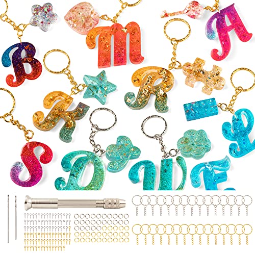 Mocoosy 182pcs Silikon Alphabet Harz Formen Set, Buchstaben Silikonform zum Basteln, Epoxidharz-Gießformen DIY Buchstaben Schlüsselanhänger, Anhänger, hängende Ornamente, Schmuck Harz Formen von Mocoosy