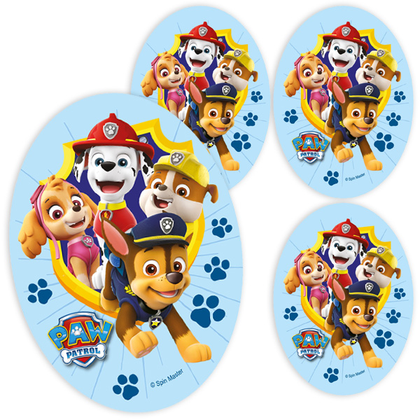 Ovale Tortenaufleger Paw Patrol, 4er Pack von Modecor