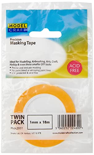 Modelcraft Twin Pack 1 mm Precision Masker Tape, Kunststoff, gelb, 2 Stück, 6 x 0.3 x 6 cm von Modelcraft