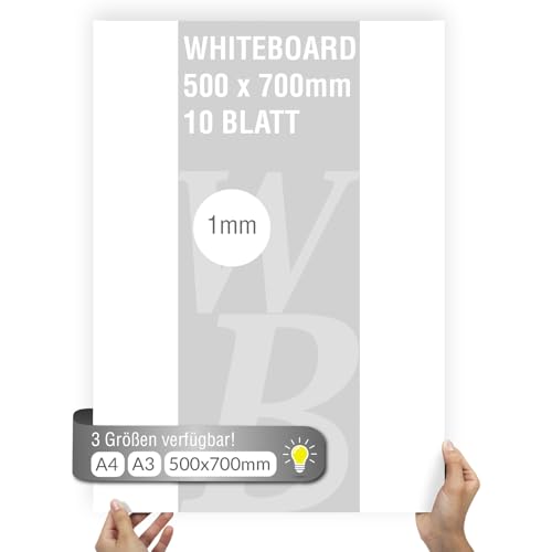 10 Stk.Whiteboard Pappe 500x700mm | 1mm Stärke | Basteln | von Modellbauwerk