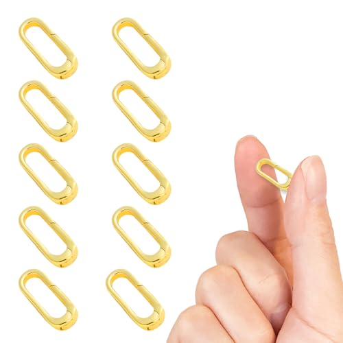 Modixun 10Pcs 18K Gold überzogene Karabiner Halskette Verschlüsse und Verschlüsse, ovale Federring Halskette Schließe Connector Extender Clip (Gold, Medium(17,9x7x2,7mm)) von Modixun