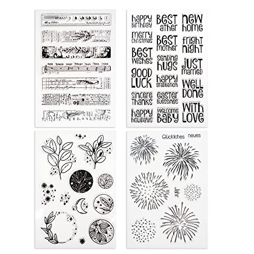 Modixun 4 Themen 45 Stück transparente Stempel, Retro-Gummistempel, transparente Silikon-Stempel, Siegel für DIY Scrapbooking Kartenherstellung Dekoration, Stil C von Modixun