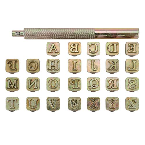 Mogokoyo 26 PCS A-Z Alphabet Buchstaben Metall Stempel-Set Stamping Punch Leder Werkzeuge für DIY Handgemacht Leder (6mm) von Mogokoyo