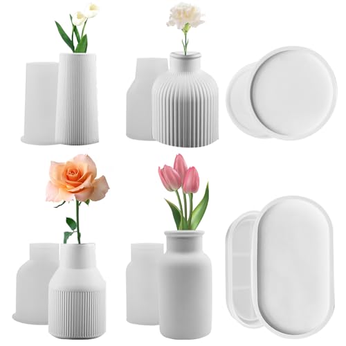 MoguGo 6 Stück Silikonform Vase DIY Vases Resin Formen Epoxidharz Formen Vase Silikon Vase Gießform Handgefertigte Silikonform für DIY Blumentopf Formen Vasenherstellung von MoguGo