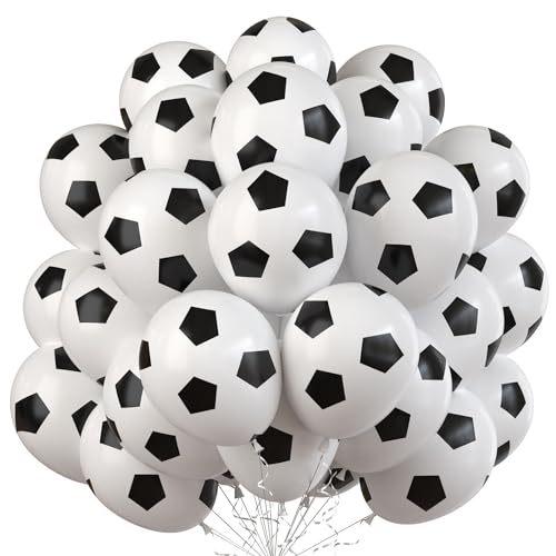 Moguri® 35 Stück Fußball Luftballons, schwarz-weiße Fußball-Geburtstags-Latex-Luftballons für Jungen, Fußball-Party-Dekorationen für Kinder, Fußballliebhaber, Sportthema von Moguri