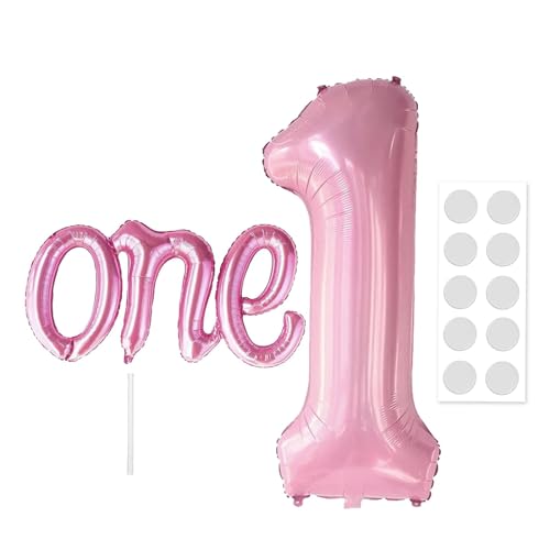 Moguri 2 teiliges blassrosa One-Ballon-Set, großer riesiger Ballon Ballonbanner mit ‘one’, One Ballons für Dekorationen zum 1. Geburtstag für Jungen oder Mädchen von Moguri