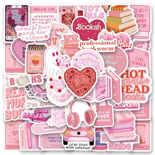 Moguri 60 Stück rosa Buchaufkleber, Buchaufkleber für Kindle, aesthetic Kindle Aufkleber, Buchgeschenke für Frauen, Mädchen, Buchliebhaber, Geschenke für Erwachsene von Moguri