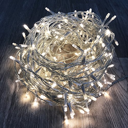 96er LED-Lichterkette warmweiß innen & außen mit Trafo Kabel transparent Weihnachtsbeleuchtung von Mojawo