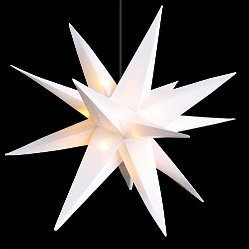 LED Weihnachtsstern Adventsstern Weiß Ø 25cm Christbaumstern Fensterstern Faltstern IP44 Innen und Aussen von Mojawo