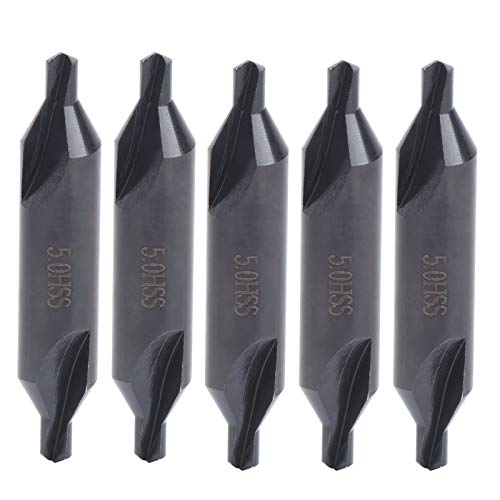 5er Set Zentrierbohrer, 5mm HSS Centre Drill Metal Set, Centre Drill Bit, HSS Bohrer für Fräsmaschinen, Standbohrmaschinen und Maschinenzentren von Mokernali