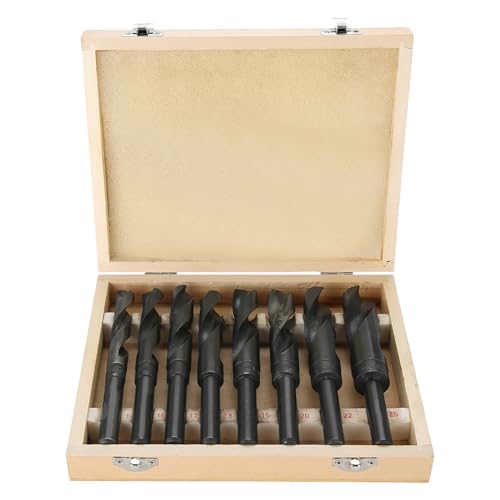 HSS-E Kobalt-Spiralbohrer, 8 Stück HSS Hochgeschwindigkeitsbohrer, 14-25mm Karbonstahl Bohrer mit reduziertem Schaft, Twist-Bohrer Set für Metall, Holz und Kunststoff von Mokernali