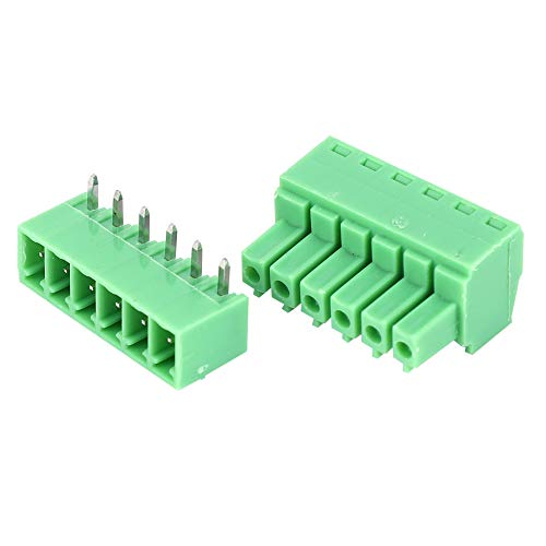 PCB Mount Screw Terminal Block, Schraubklemme Steckverbinder, 10 Paar 6-polige Schraubklemmenblöcke 15EDG 3, mm Rastermaß männlich weiblich steckbare Klemmen von Mokernali