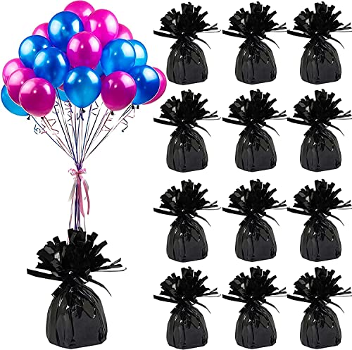 12 Stück Ballongewichte für Heliumballons Luftballons, Folie Ballon Beschwerer Ballongewicht für Hochzeit Geburtstag Party Ballons Dekoration (schwarz) von Mokolife