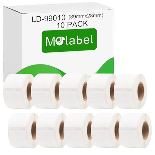 Molabel 99010 10-Pack(28 x 89 mm) Compatible with Dymo Labelwriter 4XL 450 400 330 320 310 SLP120 200 220 240 400 450 von Molabel