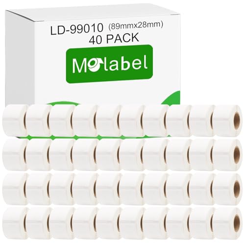 Molabel 99010 40-Pack(28 x 89 mm) Compatible with Dymo Labelwriter 4XL 450 400 330 320 310 SLP120 200 220 240 400 450 von Molabel