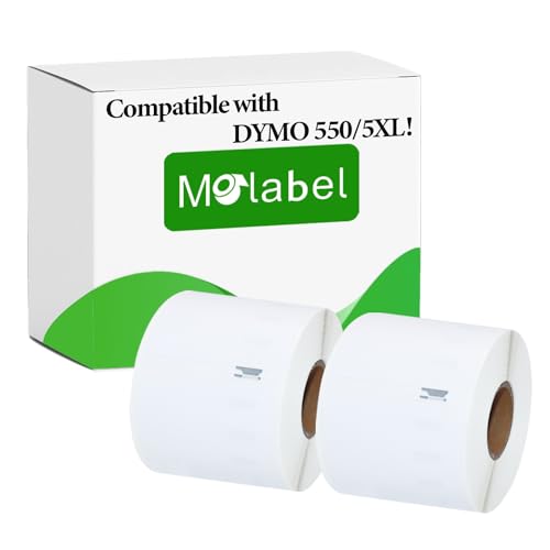 Molabel Kompatible Adress-Etiketten für Dymo S0722430 99014 - Kompatibel mit Dymo LabelWriter 550 Druckern - 2 Rollen, 220 Etiketten pro Rolle von Molabel