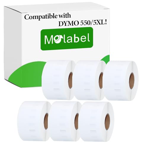 Molabel Kompatible Etiketten für Dymo S0722400 99012 - Kompatibel mit Dymo LabelWriter 550 Druckern - 6 Rollen, 260 Etiketten pro Rolle von Molabel