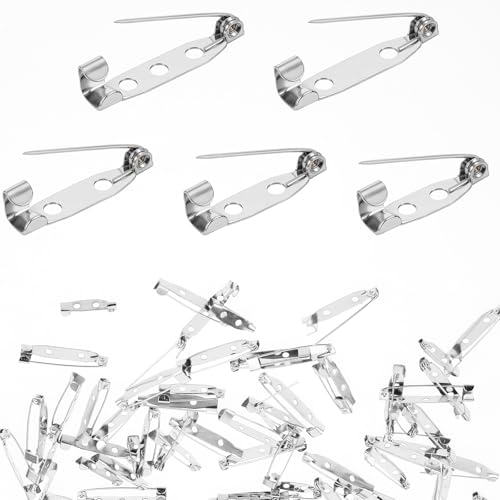 Molain 100 Stück Broschennadeln, Sicherheitsnadeln Metall Brosche Safety Pin Bar Pins mit Löchern für die Schmuckherstellung Namensschilder und DIY Handwerk 5 Größen von Molain