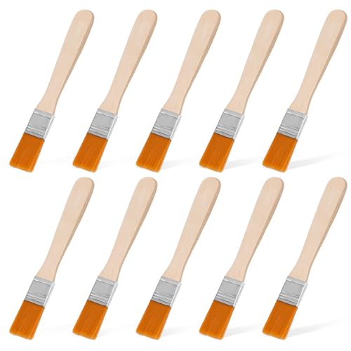 Molain 10pcs Kleine Pinsel, Flache Pinsel mit Holzgriff Kleiner Nylon Pinsel, Lackierpinsel für Heimwerker Kunst Dekorieren Aquarell Öl Gouache Holzfarbe Zeichnen sauberer Staub Klebewerkzeuge(1.5cm) von Molain