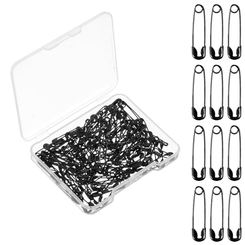 Molain 120 Stück Sicherheitsnadeln Klein, 19mm Mini Safety pins Mini sicherheitsnadeln Sicherheitsnadel mit Aufbewahrungsbox für Kleidung, Handwerk, Nähen und Schmuckherstellung (Schwarz) von Molain