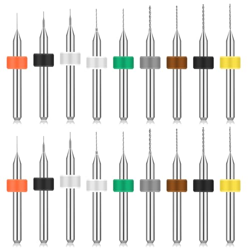 Molain 20 Stück Micro Bohrer Set, 0,1mm - 1mm PCB Micro Spiralbohrer Wolframstahl Mini bohrer PCB Druckplatine Gravierbohrer Bits für Harz, Glas, Schmuck, Stanzen, Leiterplatten(0.1mm-1mm) von Molain