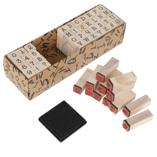 Molain 40 Stück Buchstaben Stempel, stempel buchstaben mit Stempelkissen Holzstempel Buchstaben, Zahlen und Symbole Stempel Set Stempel kinder für Handwerk Kunst Scrapbooking Kartenherstellung von Molain