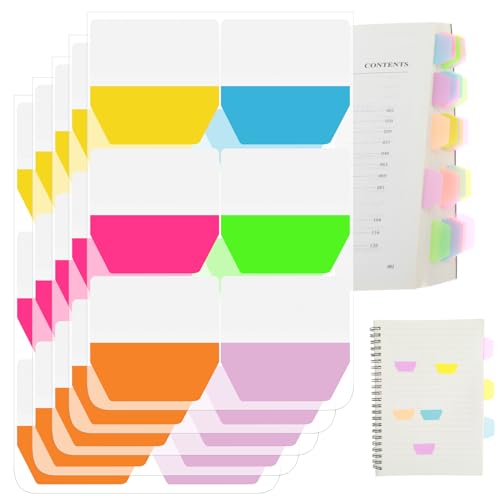 Molain 600Stück Sticky Index Tabs, Page Marker Set, Farbige Seitenmarkierungen Tabs Selbstklebend Page Markers Tabs Beschreibbare Klebezettel Klebezettel Tabs für Büro Dokumente Bücher Tagebuch Ordner von Molain