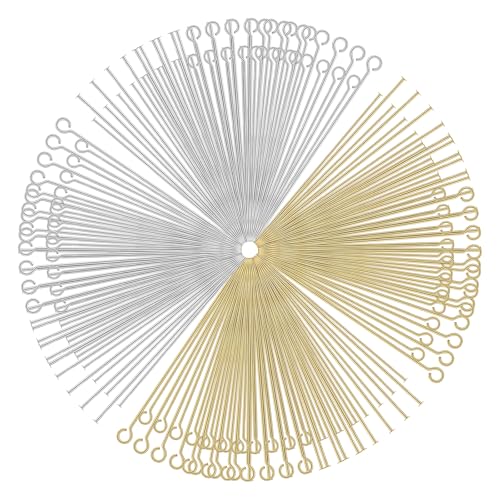 Molain 800 Stück Stecknadeln zur Schmuckherstellung, Kugelkopfstifte Nietstifte mit Öse 3 Stile Kettelstifte Stecknadeln mit kopf zum Basteln von Ohrringen, Armbändern, Halsketten und Anhängern von Molain