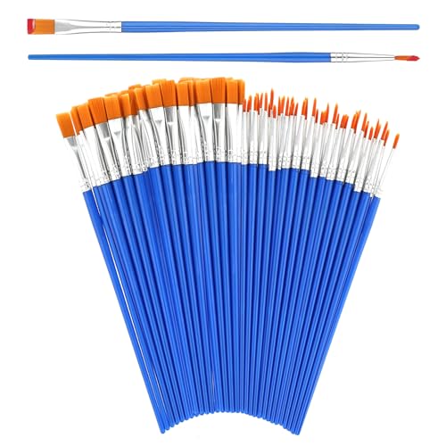 Molain 30 Stück Künstlerpinsel Set,Runde Flache Kleine Pinselset Nylon Pinsel Pinselset Acrylfarben Kleine Pinsel Set für Acryl Wasserfarben- und Ölmalereien, Künstler, Malliebhaber 2 Größen von Molain