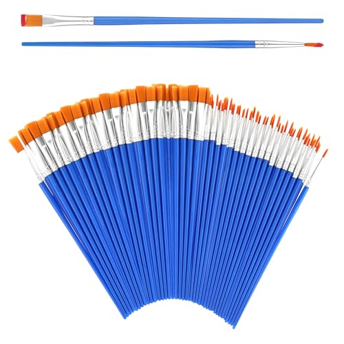 Molain 60 Stück Künstlerpinsel Set,Runde Flache Kleine Pinselset Nylon Pinsel Pinselset Acrylfarben Kleine Pinsel Set für Acryl Wasserfarben- und Ölmalereien, Künstler, Malliebhaber 2 Größen von Molain