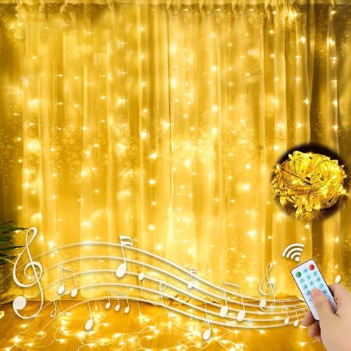 Molbory LED USB Lichtervorhang 2m x 2m, 200 LEDs Lichterketten Vorhang IP44 Wasserdicht mit 8 Lichtmodelle für Partydekoration deko schlafzimmer, Innenbeleuchtung, Warmweiß von Molbory