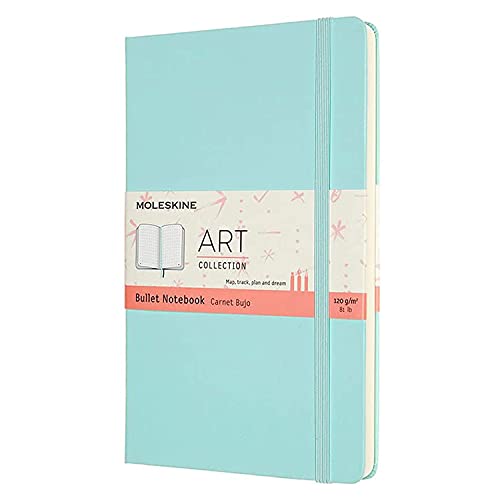 Moleskine, Bullet Notebook Art Collection, Skizzenblock, Zeichenblock, Leere oder Linierte Seiten, Hartcover, Großformat 13x21 cm, Farbe Aquamarin von Moleskine