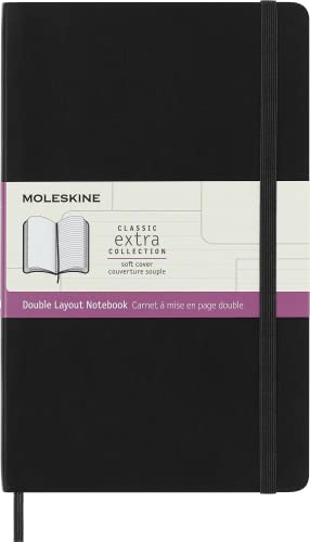 Moleskine, Classic Notizbuch, Leere und Linierte Seiten, Softcover und Elastischer Verschluss, Großformat 13x21 cm, Farbe Schwarz, 192 Seiten von Moleskine