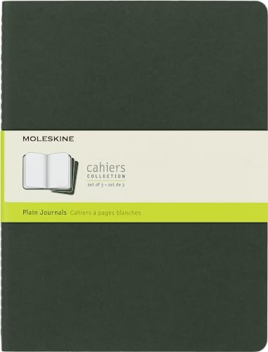 Moleskine Cahier Journal (3er Set Notizbücher mit blanko Seiten, Kartoneinband und Baumwollstickerei, Extra Large 19 x 25 cm, 120 Seiten), myrten-grün von Moleskine