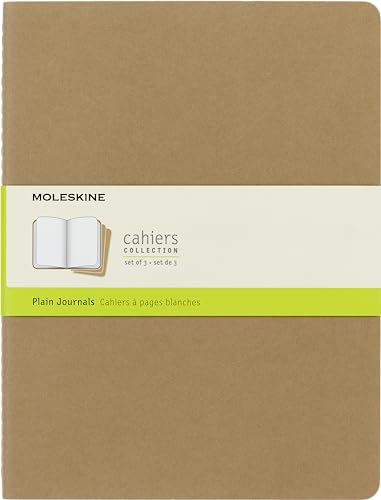 Moleskine Cahier Journal (3er Set Notizbücher mit weißen Seiten, Hardcover, Extra großes Format 19 x 25 cm, braunes Kraftpapier, 120 Seiten) von Moleskine