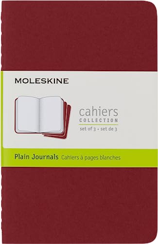 Moleskine Cahier Notizhefte (blanko, Pocket, Kartoneinband) 3-er-Set preiselbeerrot von Moleskine