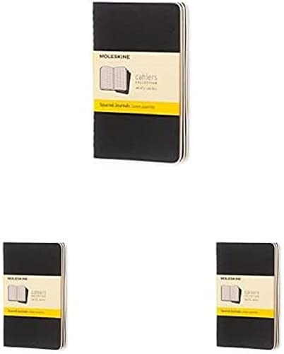 Moleskine Cahier Notizhefte (kariert, Pocket, Kartoneinband) 3-er-Set schwarz, 3er Pack von Moleskine