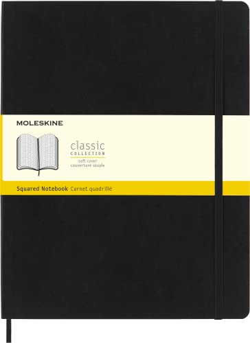 Moleskine - Klassisches Kariertes Notizbuch - Notizheft mit Softcover und elastischem Verschluss - Maße XXL 21,6 x 27,9 cm - Farbe Schwarz, 192 Seiten von Moleskine