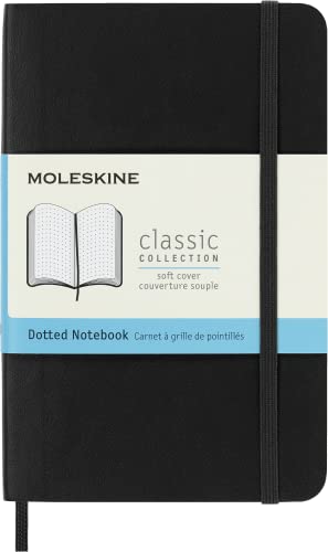 Moleskine Klassisches Notizbuch, Punktierter Notizblock mit weichem Einband und elastischem Verschluss, Pocket Format 9 x 14 cm, Schwarz, 192 Seiten von Moleskine