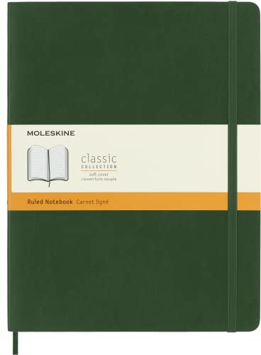 Moleskine Klassisches Notizbuch, Punktierter Notizblock mit weichem Einband und elastischem Verschluss, XL-Format 19 x 25 cm, Farbe Myrtegrün, 192 Seiten von Moleskine