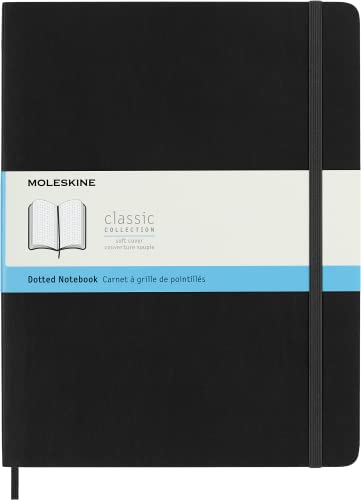 Moleskine Klassisches Notizbuch, Punktierter Notizblock mit weichem Einband und elastischem Verschluss, XL-Format 19 x 25 cm, Schwarz, 192 Seiten von Moleskine